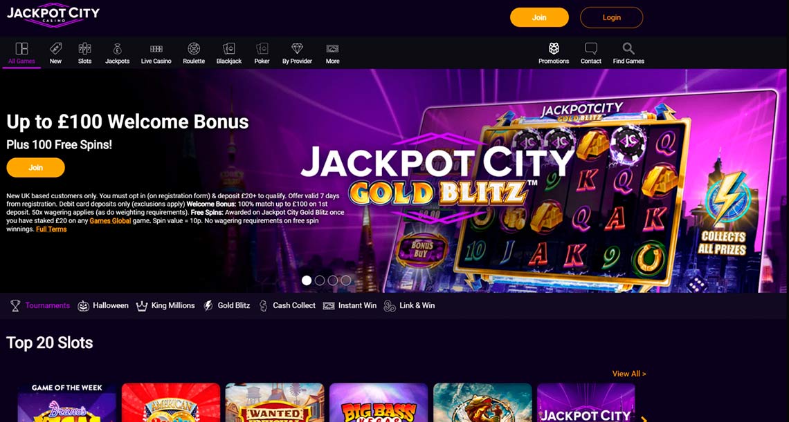 Jackpot City Ontario casino screen